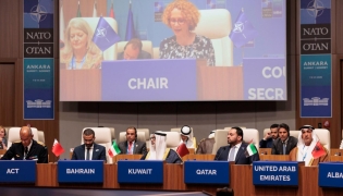 Minister of State at the Ministry of Foreign Affairs H E Dr. Mohammed bin Abdulaziz Al Khulaifi participating in the ministerial meeting of the Istanbul Cooperation Initiative and NATO member states. 
