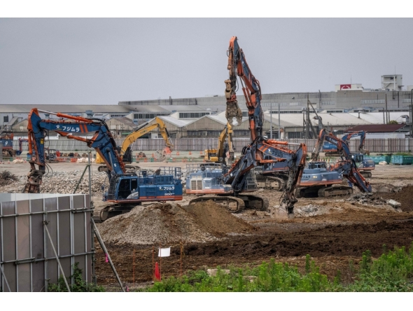 This picture taken on June 30, 2026, shows the site of a data centre construction project in Hino, Tokyo prefecture. (Photo by Yuichi Yamazaki / AFP)