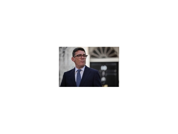 Britain's new Prime Minister Andy Burnham gives his first speech in front of 10 Downing Street in central London on July 20, 2026, after being asked by the king to form the next government. (Photo by Henry NICHOLLS / AFP)