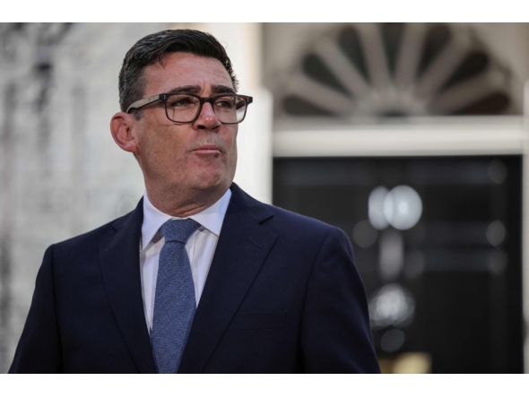 Britain's new Prime Minister Andy Burnham gives his first speech in front of 10 Downing Street in central London on July 20, 2026, after being asked by the king to form the next government. (Photo by Henry NICHOLLS / AFP)