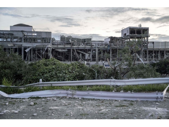 Damage is seen to part of the Aeon Mall Kumamoto in Kashima, Kumamoto Prefecture, on July 29, 2026 after an earthquake struck the area. (Photo by Yuichi Yamazaki / AFP)
