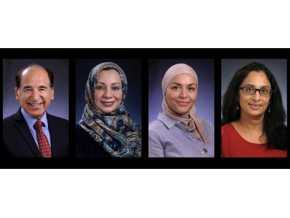 From left:  Dr. Ravinder Mamtani, Dr. Sohaila Cheema, Dr. Karima Chaabna, and Anupama Jithesh.
