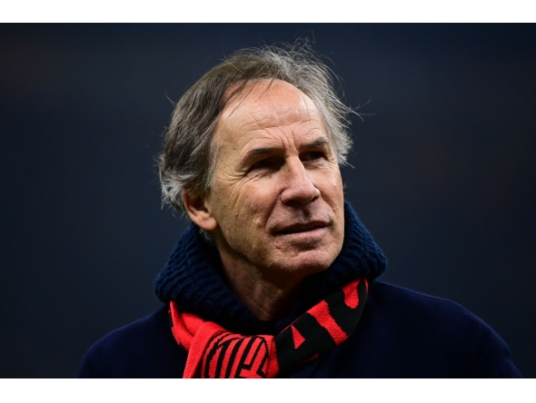 (Files) AC Milan's Honorary Vice President and former Italian player Franco Baresi looks on during the Italian Serie A football match between AC Milan and Genoa at the San Siro Stadium in Milan, on December 15, 2024. (Photo by Piero Cruciatti / AFP)