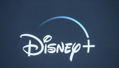 The Disney+ logo is seen on the backdrop for the World Premiere of 