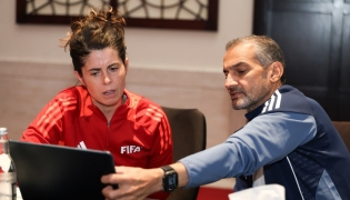 Dr. Jessica Miranda with AFC and QFA Referees Committees chairman Hani Taleb Ballan.