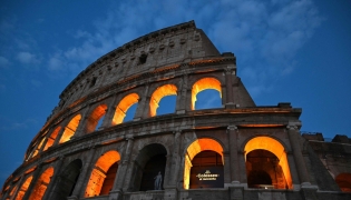 This photograph shows a view of the Ancient Colosseum during 