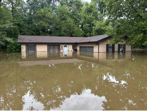 This handout photo distributed by the Indianapolis Fire Department shows flooding in northern Indianapolis, Indiana, on August 15, 2026. Photo by Handout / Indianapolis Fire Department / AFP) / 