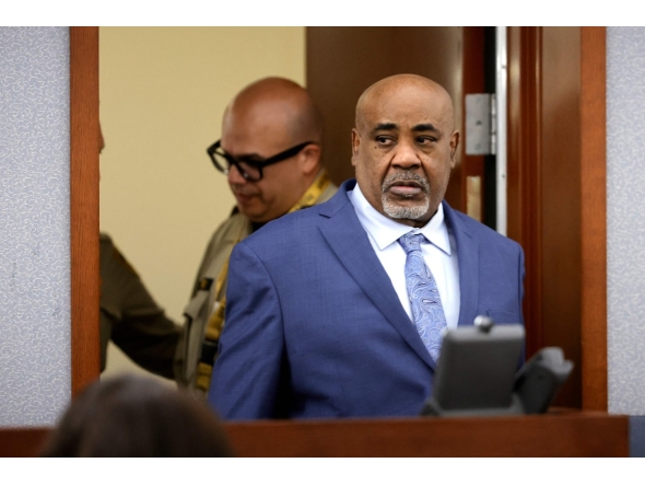 Duane Davis arrives for the opening statements of his murder trial, related to the 1996 killing of rapper Tupac Shakur, at Clark County District Court in the Regional Justice Center in Las Vegas, Nevada, on August 17, 2026. (Photo by STEVE MARCUS / POOL / AFP)