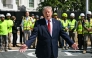 US President Donald Trump speaks to the press at the construction site of a helipad on the South Lawn of the White House in Washington, DC, on August 19, 2026. (Photo by Jim WATSON / AFP)