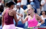 Madison Keys of the United States is congratulated by Sara Bejlek of Czechia after their match during the quarterfinals on day eleven of the Cincinnati Open at the Lindner Family Tennis Center on August 21, 2026 in Mason, Ohio.  (Photo by MATTHEW STOCKMAN /AFP)