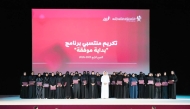 Undersecretary of the Ministry of Education and Higher Education Dr. Ibrahim bin Saleh Al-Nuaimi with other officials and participants of the programme during the honouring ceremony.