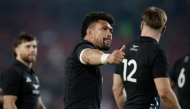 New Zealand's number eight Ardie Savea reacts after his team's victory during the Rugby's Greatest Rivalry international rugby union match between South Africa and New Zealand at Ellis Park Stadium in Johannesburg, on August 22, 2026. (Photo by PHILL MAGAKOE / AFP)
