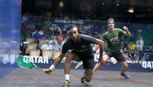 Qatar’s Abdulla Al Tamimi and New Zealand's Paul Coll in action, in this file photo.
