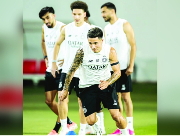 Al Sadd's players during a training session ahead of the match against Al Sailiya.