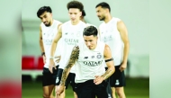 Al Sadd's players during a training session ahead of the match against Al Sailiya.