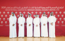Minister of Sports and Youth and QFA President H E Sheikh Hamad bin Khalifa bin Ahmed Al-Thani poses for a photo with QFA Vice President Sheikh Dr. Tamim bin Mohammed Al-Thani and other QFA Executive Committee members.
