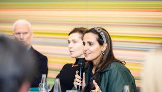 Chairperson of Qatar Museums H E Sheikha Al Mayassa bint Hamad bin Khalifa Al-Thani during the round table session in Berlin, Germany.