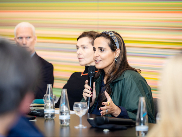 Chairperson of Qatar Museums H E Sheikha Al Mayassa bint Hamad bin Khalifa Al-Thani during the round table session in Berlin, Germany.
