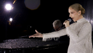 (FILES) A grab of a video released by the Olympic Broadcasting Services shows Canadian Singer Celine Dion performing on the Eiffel Tower during the opening ceremony of the Paris 2024 Olympic Games, in Paris, on July 26, 2024. (Photo by various sources / AFP)