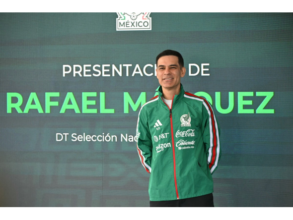 Rafael Marquez Alvarez, known as Rafa Marquez, poses for a photo during his presentation as the new head coach of the Mexican men’s national team at the High-Performance Center (CAR) of the Mexican Football Federation in Mexico City, on September 10, 2026. (Photo by Yuri CORTEZ / AFP)