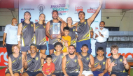 Hurricane Storm's players and officials celebrate their triumph.