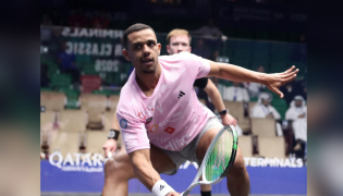 Egypt's Mostafa Asal in action against Switzerland’s Yannick Wilhelmi.
