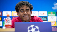 Barcelona's forward Lamine Yamal holds a press conference after a training session at the Joan Gamper training ground in Sant Joan Despi, near Barcelona, on September 8, 2026 on the eve of the UEFA Champions League first round day 1 football match against Feyenoord. (Photo by Josep LAGO / AFP)
