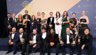 (L-R) Stephen Root, Dale Dickey, Jeff Hiller, Neil Casey, Kate O'Flynn, Kingston Rumi Southwick, Kevin Carroll, Matthew Rhys, Katie Dippold, Hiro Murai, and crew, winners of the Outstanding Comedy Series Award for 