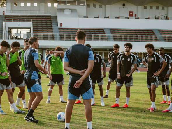 Qatar squad during a training session in Nagoya. 