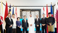 Ambassador of Vietnam to Qatar H E Nguyen Huy Hiep, Acting Head of Communications and Outreach Section-Fire Station Abdullah Ahmad Darmani with Their Excellencies Ambassadors of Asean countries during the reception yesterday.