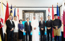 Ambassador of Vietnam to Qatar H E Nguyen Huy Hiep, Acting Head of Communications and Outreach Section-Fire Station Abdullah Ahmad Darmani with Their Excellencies Ambassadors of Asean countries during the reception yesterday.