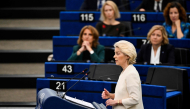 European Commission President Ursula von der Leyen delivers a speech during her annual State of the Union address at a plenary session of the European Parliament in Strasbourg, eastern France on September 16, 2026. (Photo by Jean-Christophe VERHAEGEN / AFP)