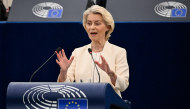 European Commission President Ursula von der Leyen gestures as she delivers a speech during her annual State of the Union address at a plenary session of the European Parliament in Strasbourg, eastern France on September 16, 2026. (Photo by Jean-Christophe VERHAEGEN / AFP)