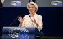European Commission President Ursula von der Leyen gestures as she delivers a speech during her annual State of the Union address at a plenary session of the European Parliament in Strasbourg, eastern France on September 16, 2026. (Photo by Jean-Christophe VERHAEGEN / AFP)