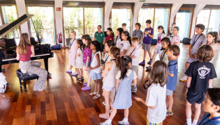 Children during a choir workshop.