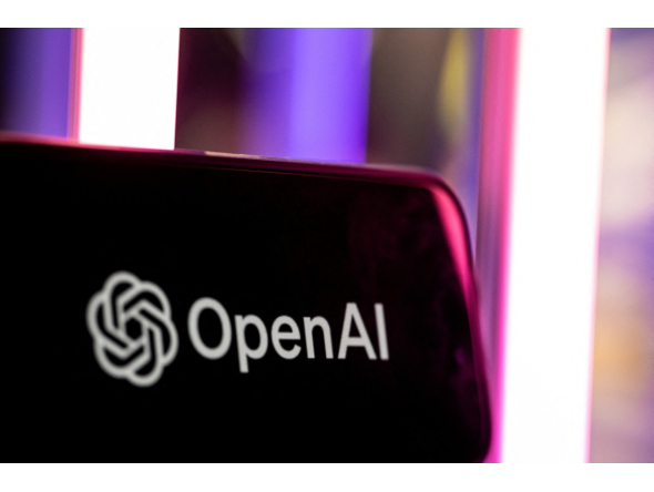 The OpenAI logo is seen at the 