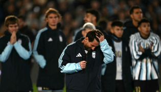 Argentina's forward #10 Lionel Messi reacts as he speaks following the international friendly football match between Argentina and Benin on October 6, 2026. (Photo by Luis Robayo / AFP)