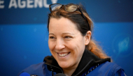 European Space Agency (ESA) French astronaut Sophie Adenot reacts as she delivers a speech following her arrival at the Military Airport in Cologne on October 10, 2026. (Photo by Ina Fassbender / AFP)