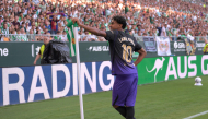 Barcelona’s Lamine Yamal celebrates after scoring his team’s first goal. 