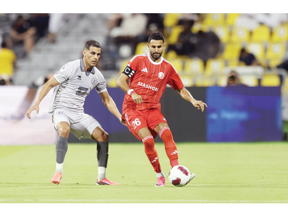 Al Shamal's Riyad Mahrez (right) in action in his debut QSL match. PIC: AlkassTVSports