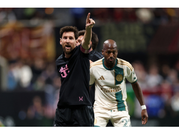 Lionel Messi #10 of Inter Miami CF reacts during the MLS match between Atlanta United FC and Inter Miami CF at Mercedes-Benz Stadium on October 17, 2026 in Atlanta, Georgia. (Photo by Kevin C. Cox /  AFP)
 
