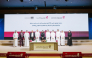 Minister of Education and Higher Education H E Lolwah bint Rashid Al Khater, Minister of Commerce and Industry H E Sheikh Faisal bin Thani bin Faisal Al Thani, and other officials during signing ceremony.