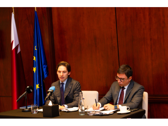 Ambassador of the European Union to the State of Qatar H E Antonino Maggiore speaking at the event.