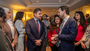 CEO of Qatar Foundation Yousif Al-Naama with participants during the forum. 