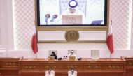 Speaker of the Shura Council H E Hassan bin Abdullah Al Ghanim chairing the Council's session.