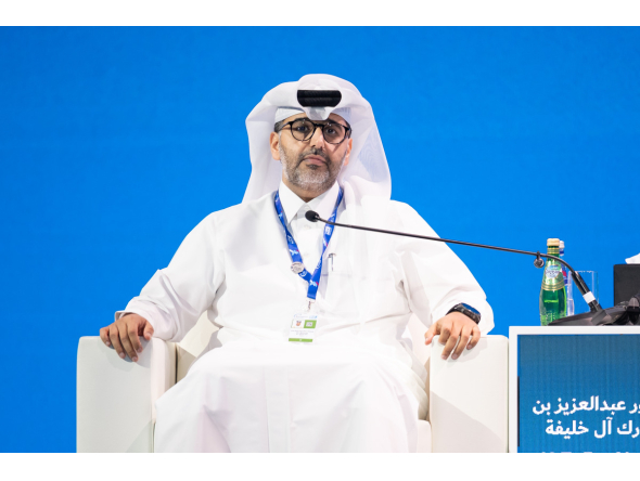 NPC Secretary-General H E Dr. Abdulaziz bin Nasser bin Mubarak Al-Khalifa during a panel discussion at WIF. 