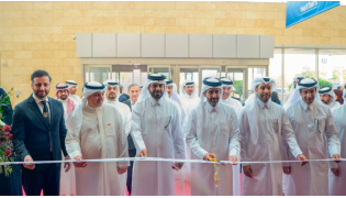 Minister of Commerce and Industry H E Sheikh Faisal bin Thani bin Faisal Al Thani with other officials during the opening of Build Your House exhibition, yesterday.