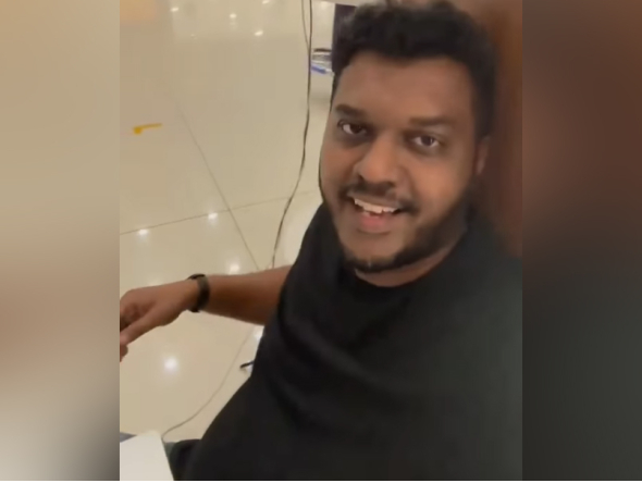 Ajas Mohammed Jansher at the Kochi airport in Kerala, India 
