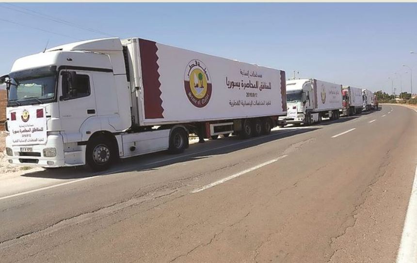 A convoy of aid dispatched on its way to Syria.