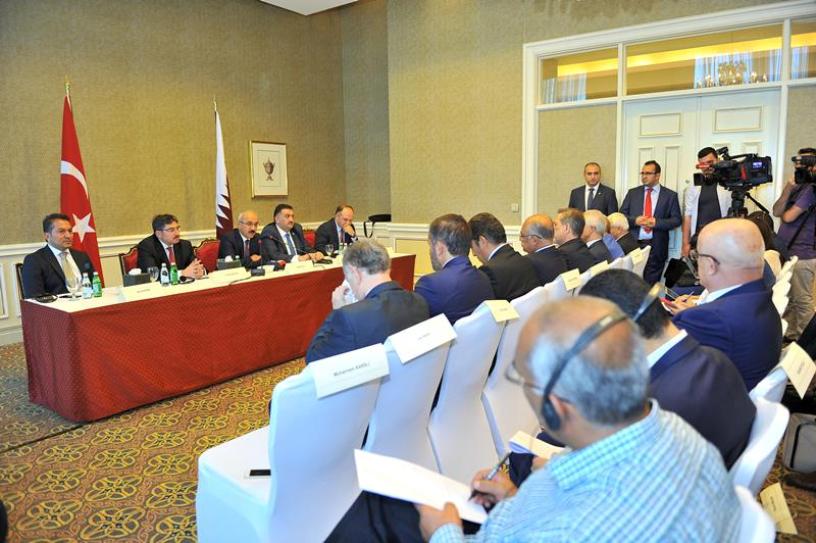 Turkish Minister of Development Lütfi Elvan addressing the press conference. Pic: Baher Amin / The Peninsula